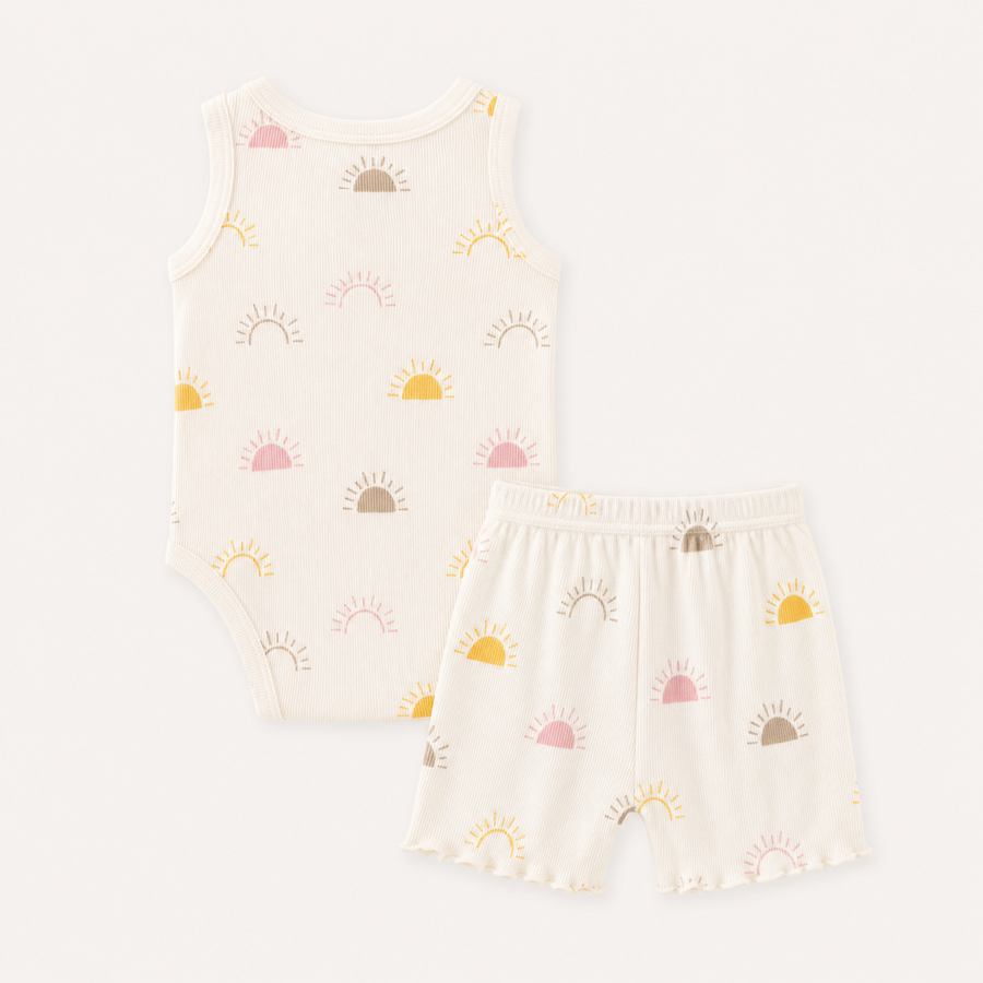 Sunny Days Bodysuit & Shorts Set - Pink Sun, product view 4