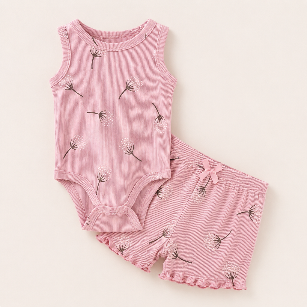 Sunny Days Bodysuit & Shorts Set - Pink