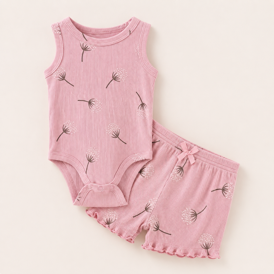 Sunny Days Bodysuit & Shorts Set - Pink, product view 2