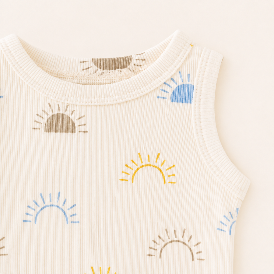 Sunny Days Bodysuit & Shorts Set - Blue Sun, product view 5