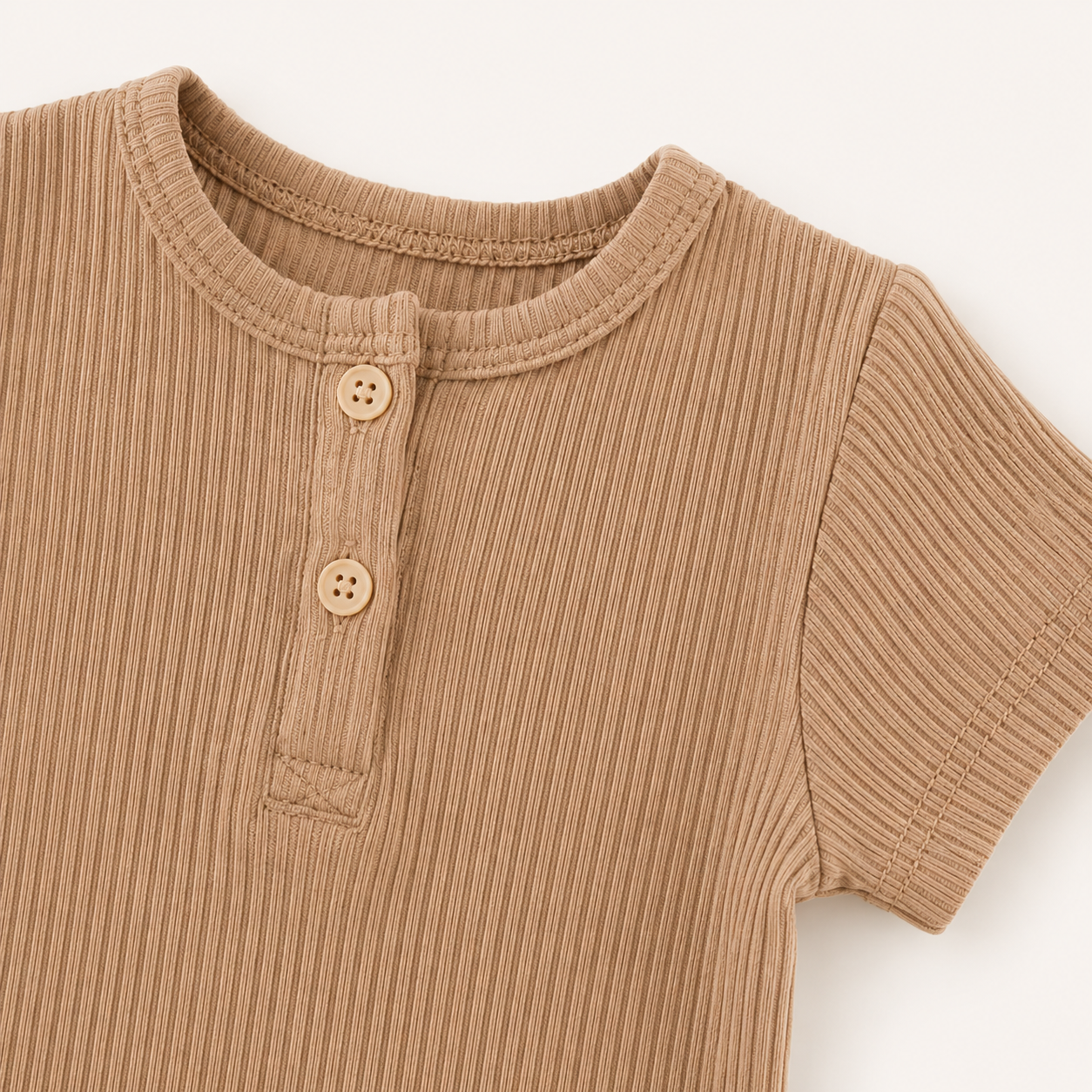 Everyday Ribbed Baby Bodysuit & Shorts Set - Khaki