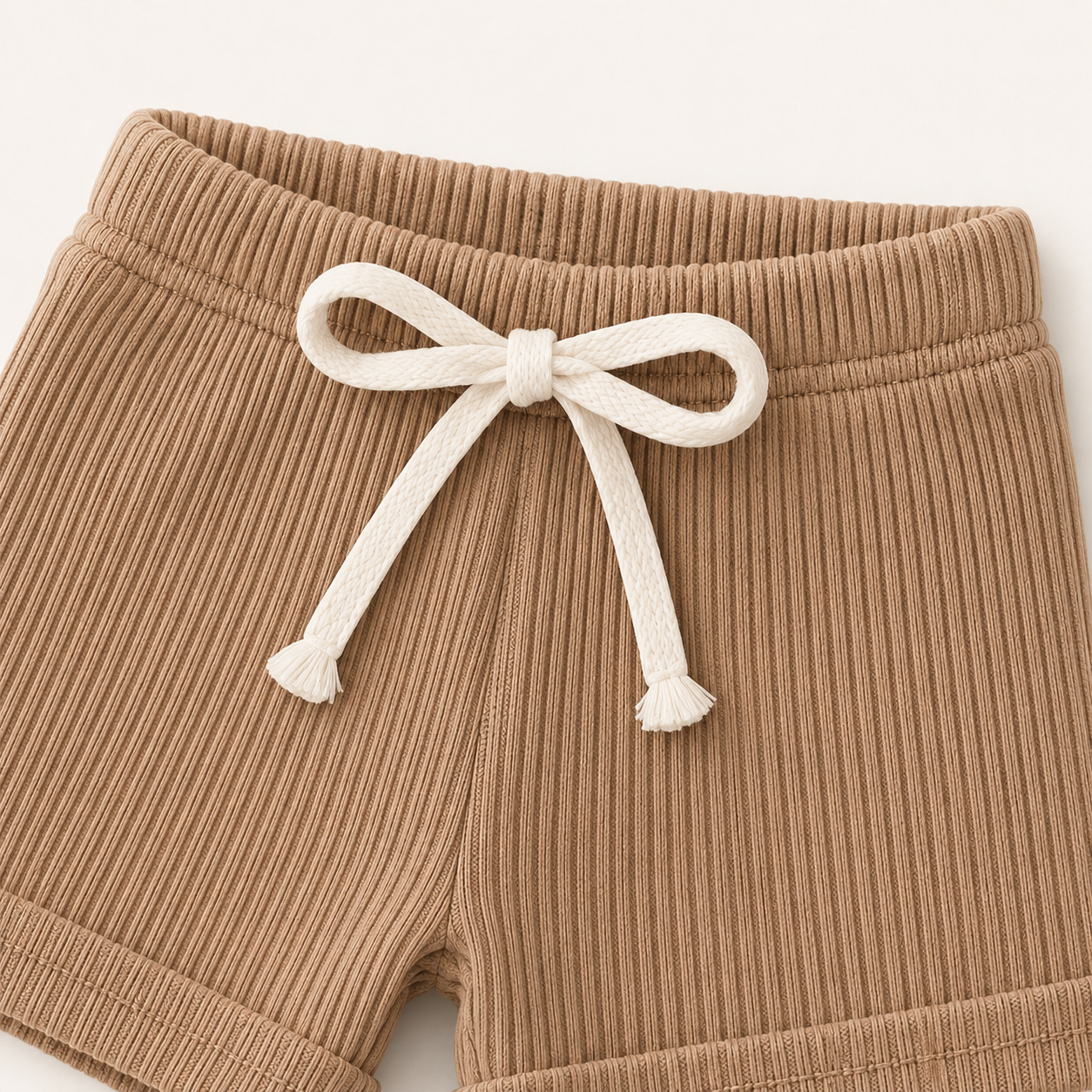 Everyday Ribbed Baby Bodysuit & Shorts Set - Khaki