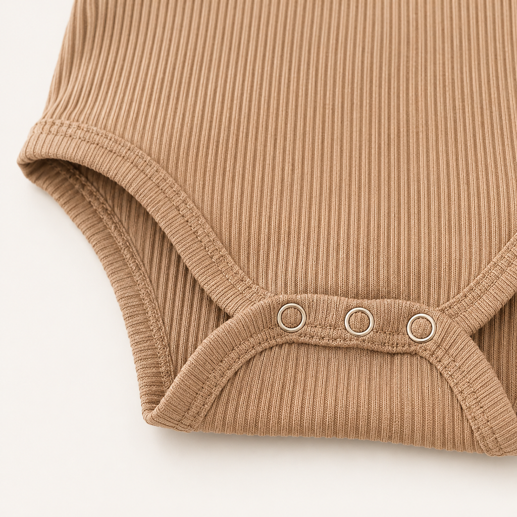 Everyday Ribbed Baby Bodysuit & Shorts Set - Khaki