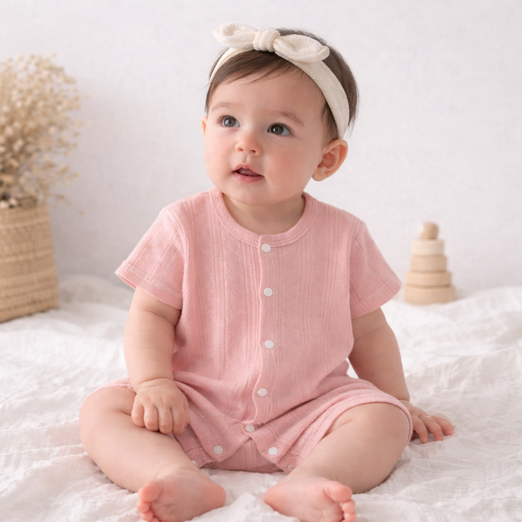Lou Textured Summer Romper - Pink