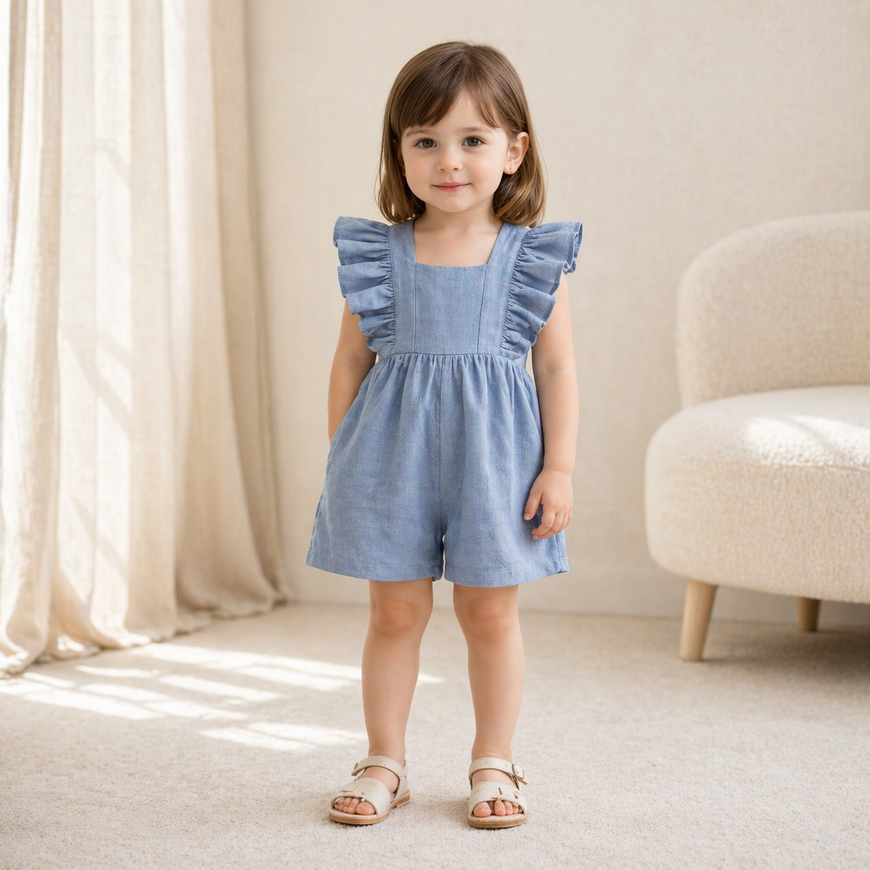 Camille Flutter Romper - Blue
