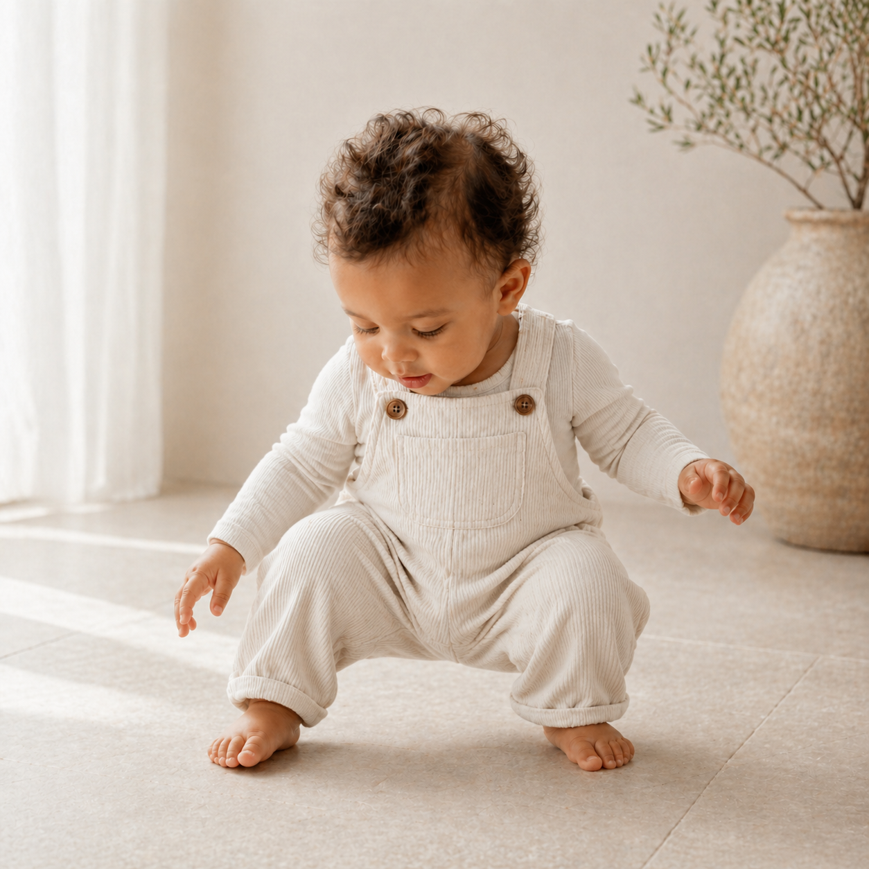 Soft Corduroy Baby Overall - White