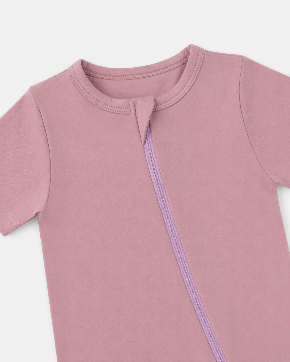 Bamboo Short Sleeve Zip Romper - Purple