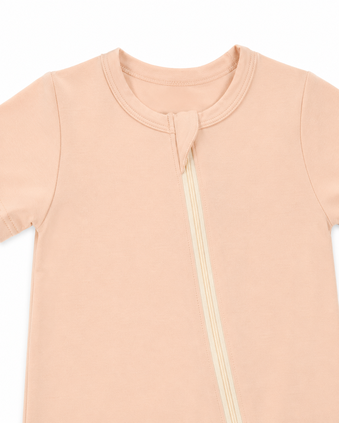 Bamboo Short Sleeve Zip Romper - Dusty Pink