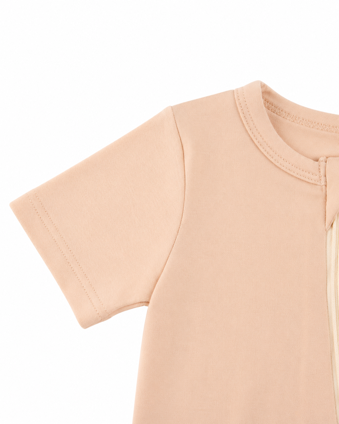 Bamboo Short Sleeve Zip Romper - Dusty Pink