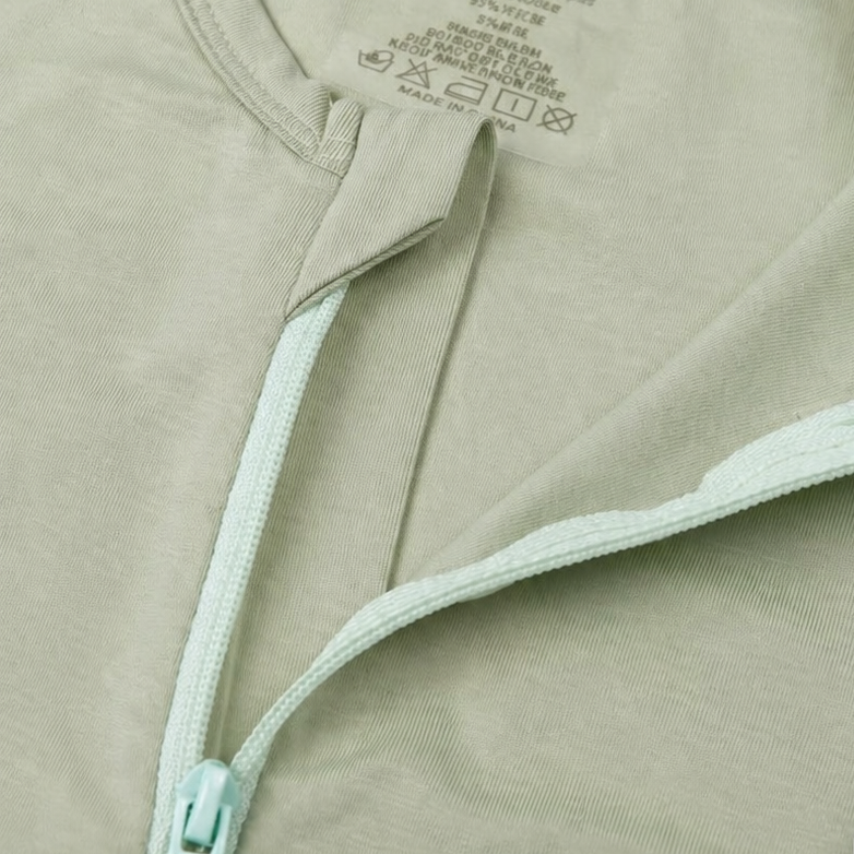 Bamboo Short Sleeve Zip Romper - Sage