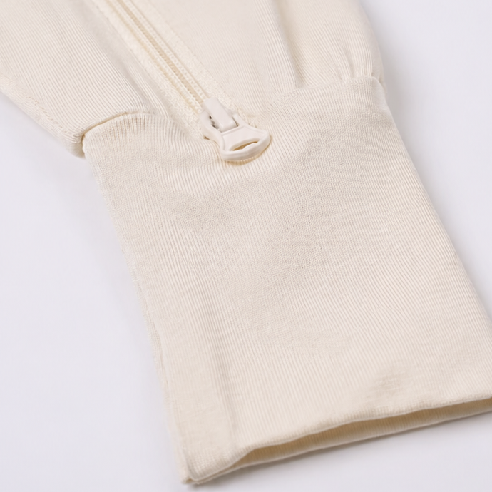 Bamboo Short Sleeve Zip Romper - Cream