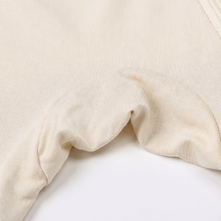 Bamboo Short Sleeve Zip Romper - Cream