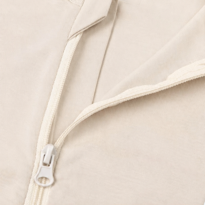 Bamboo Short Sleeve Zip Romper - Cream