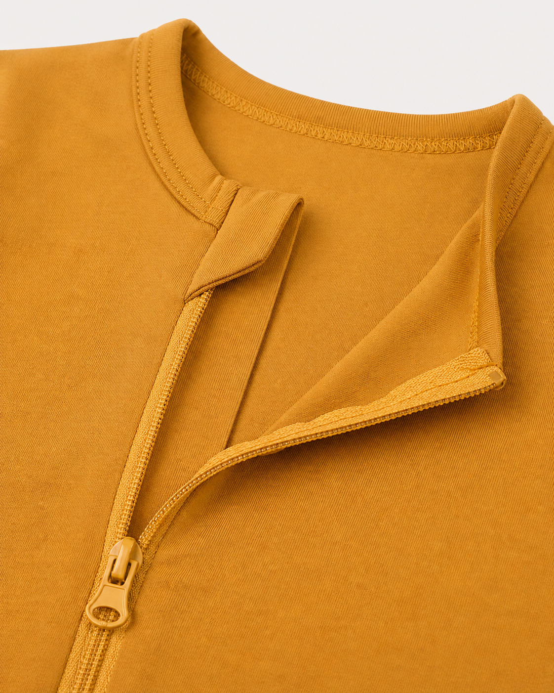 Bamboo Short Sleeve Zip Romper - Mustard