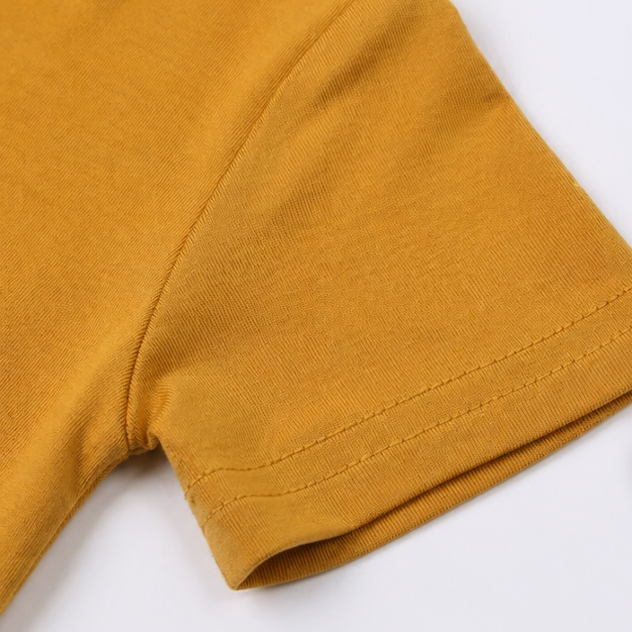 Bamboo Short Sleeve Zip Romper - Mustard