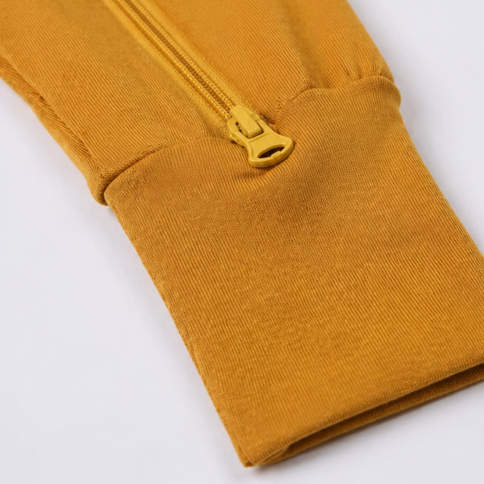 Bamboo Short Sleeve Zip Romper - Mustard
