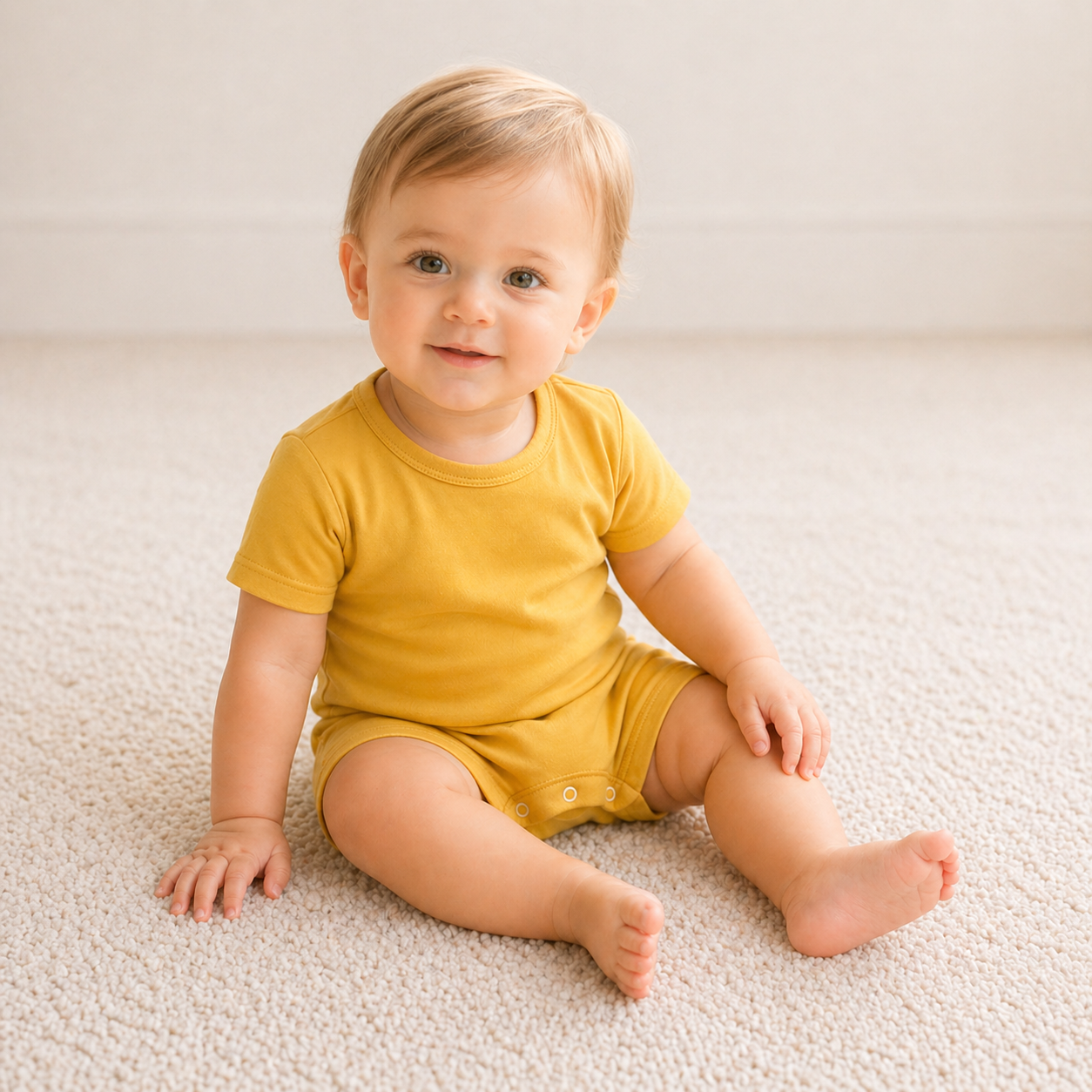 Short Sleeve Shortie Romper - Mustard