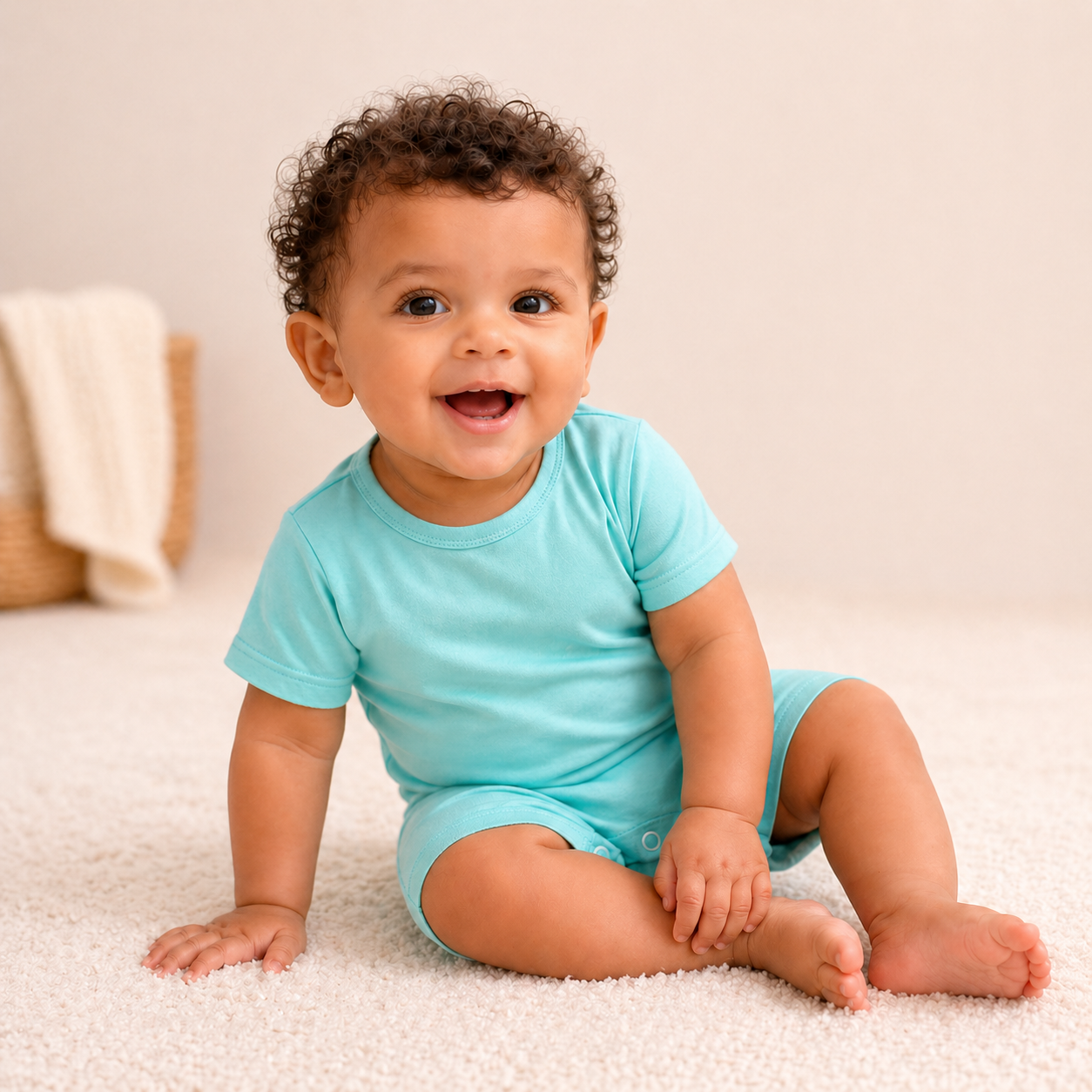 Short Sleeve Shortie Romper - Blue