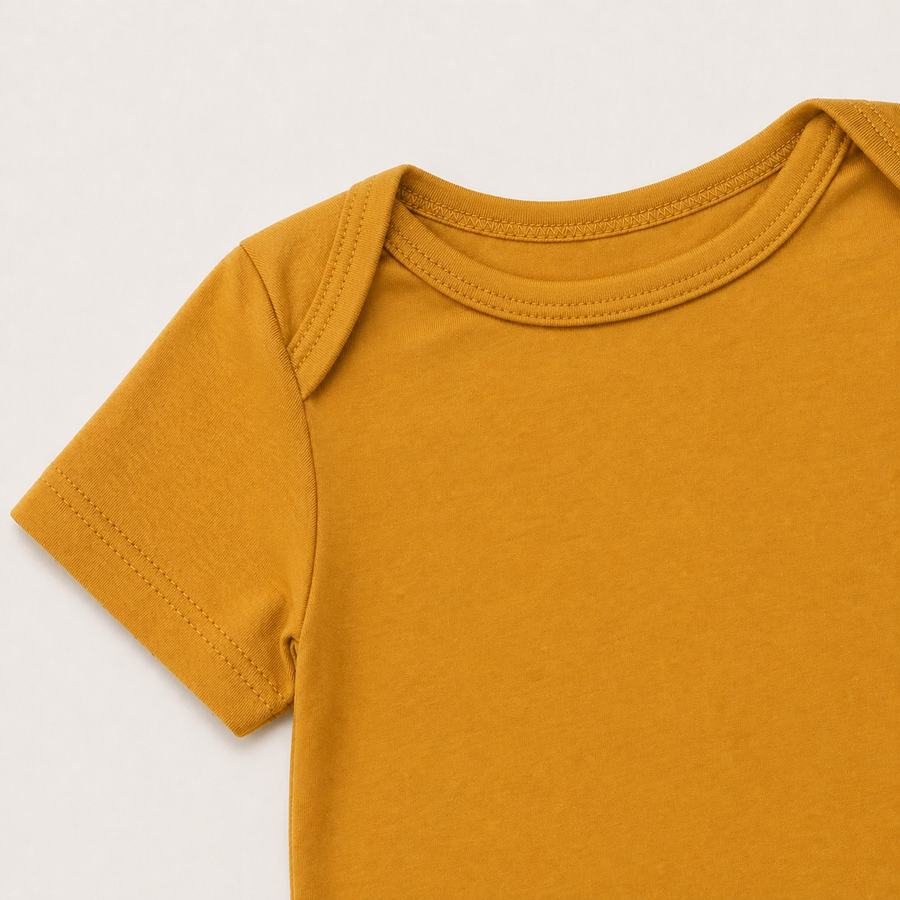 Soft Bamboo Short Sleeve Bodysuit - Mustard, product view 3