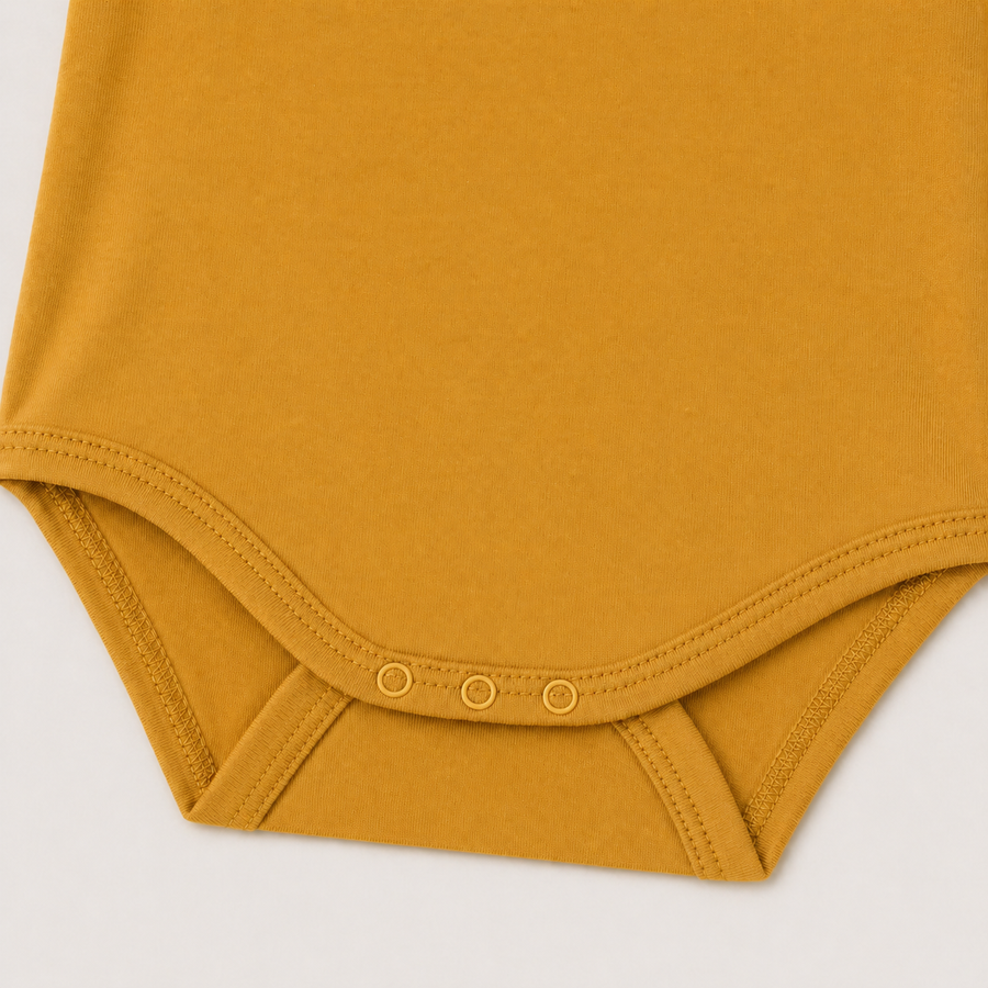 Soft Bamboo Short Sleeve Bodysuit - Mustard, product view 4