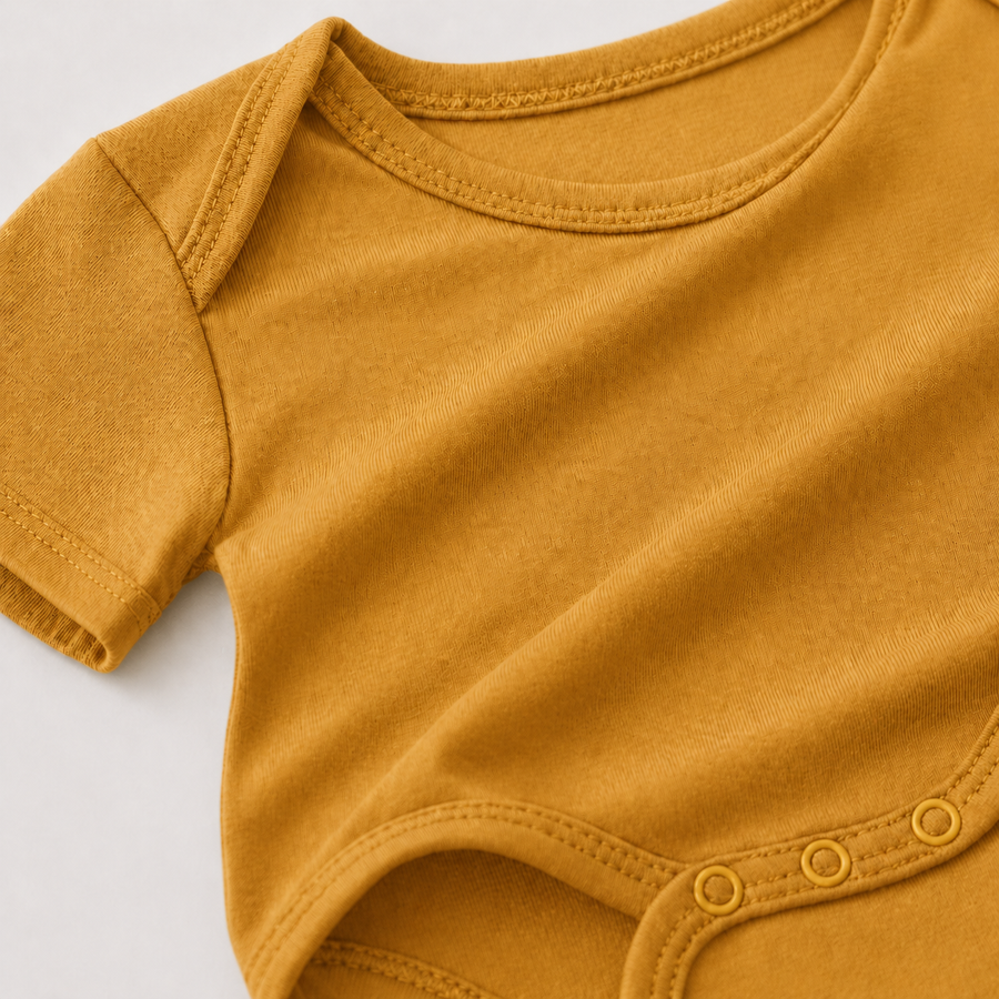 Soft Bamboo Short Sleeve Bodysuit - Mustard, product view 5