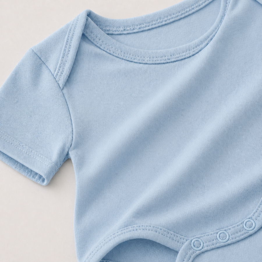 Soft Bamboo Short Sleeve Bodysuit - Light blue, product view 4