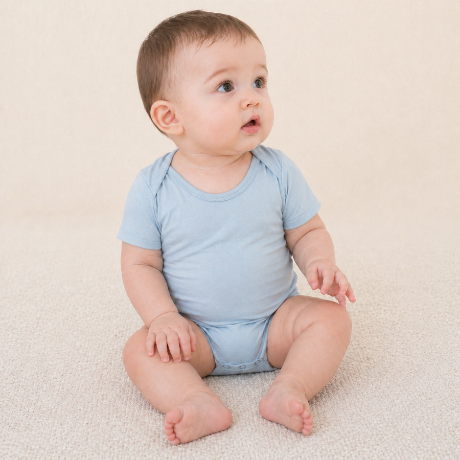 Soft Bamboo Short Sleeve Bodysuit - Light blue, product view 2