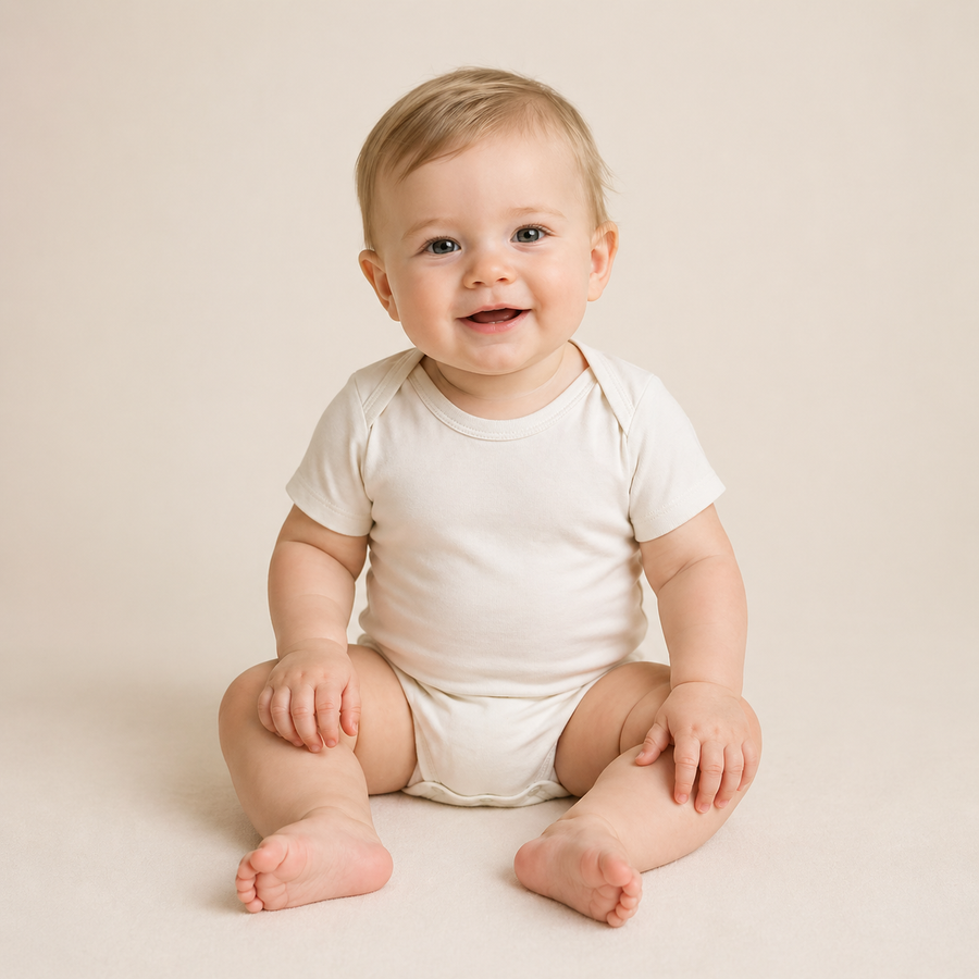 Soft Bamboo Short Sleeve Bodysuit - Cream, product view 2