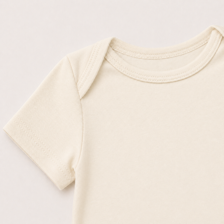 Soft Bamboo Short Sleeve Bodysuit - Cream, product view 3