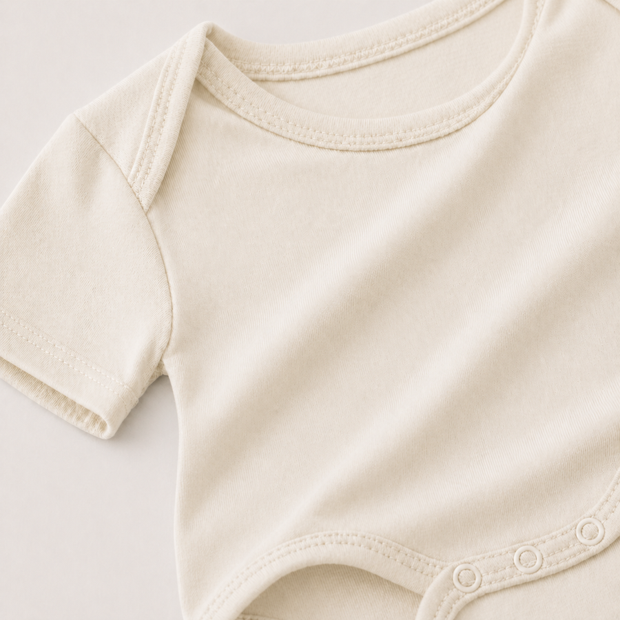 Soft Bamboo Short Sleeve Bodysuit - Cream, product view 5
