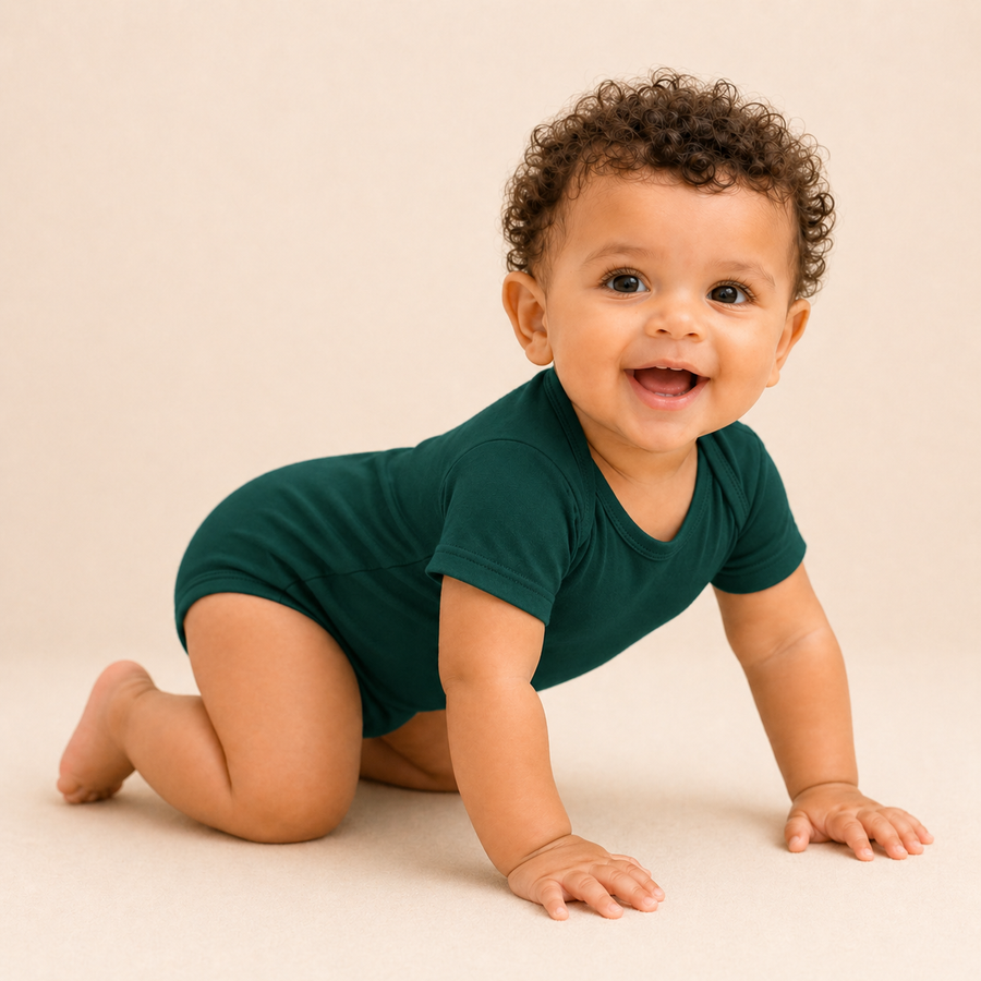 Soft Bamboo Short Sleeve Bodysuit - Deep teal, product view 2