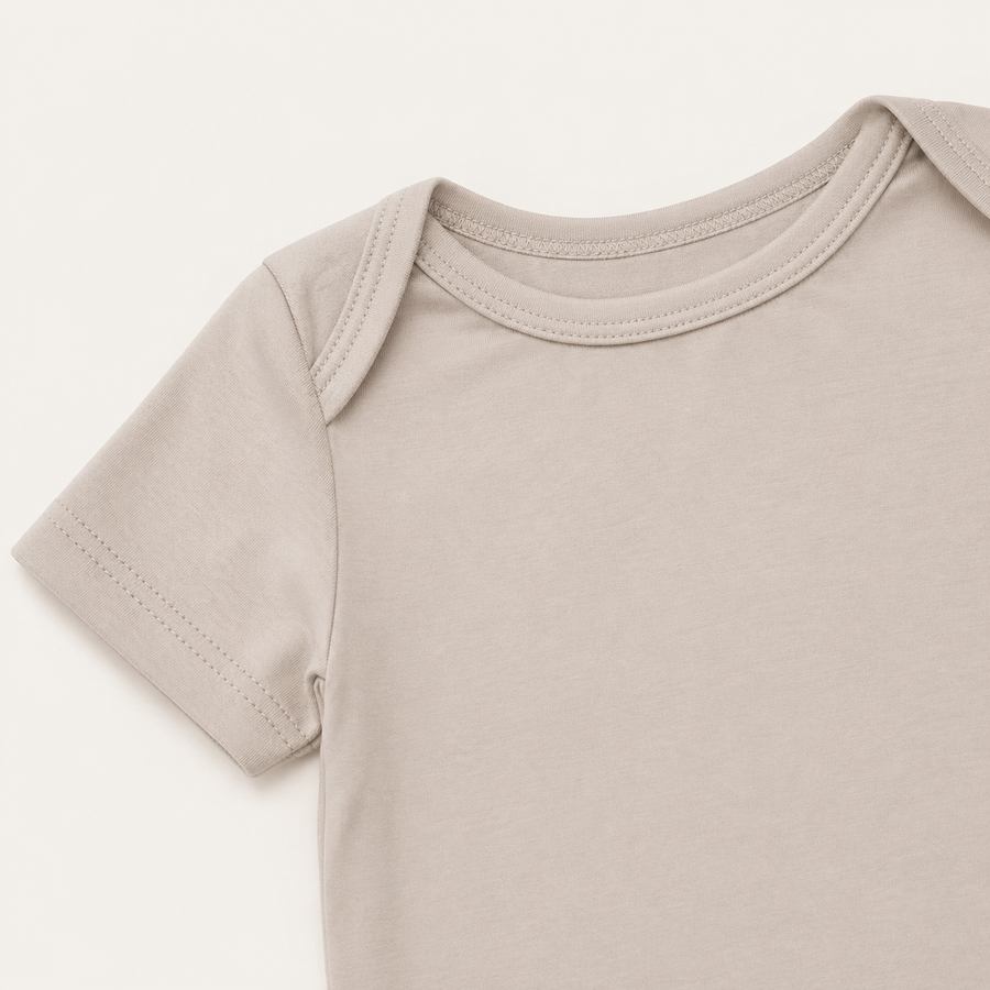 Soft Bamboo Short Sleeve Bodysuit - Stone, product view 3