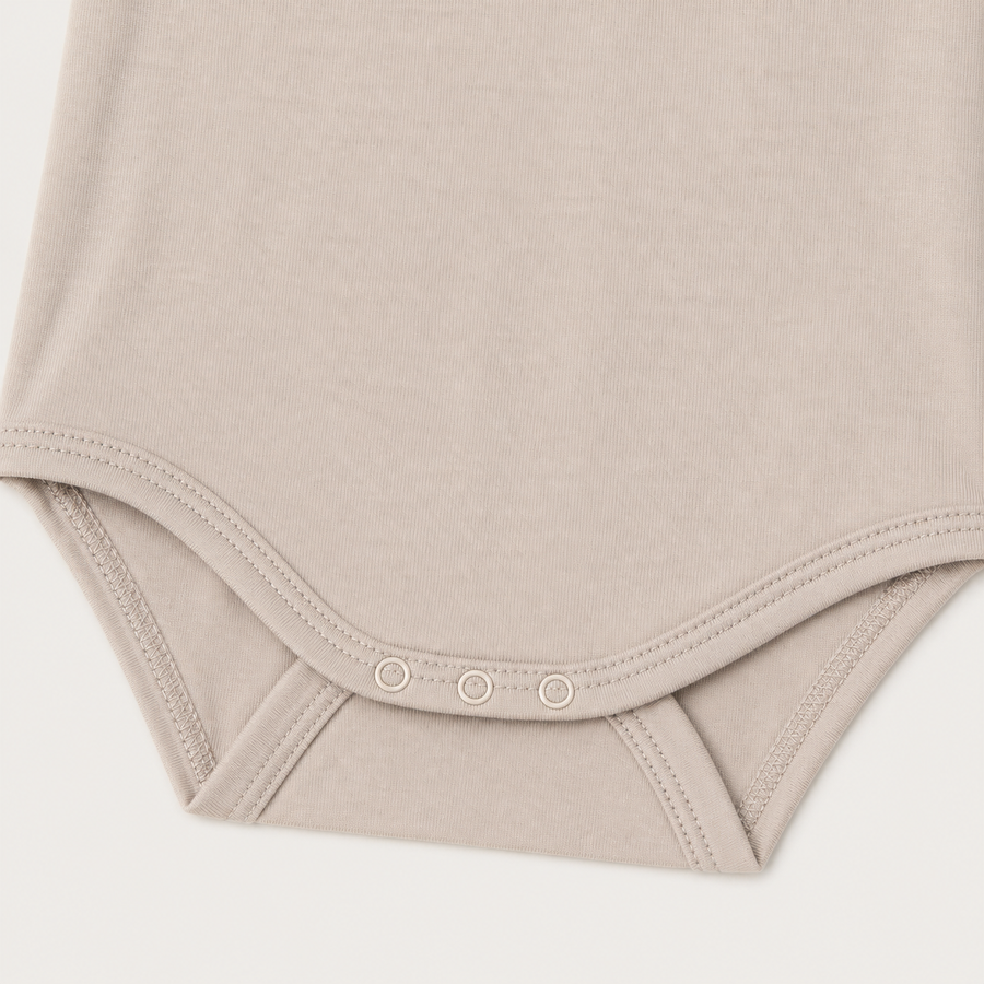 Soft Bamboo Short Sleeve Bodysuit - Stone, product view 4