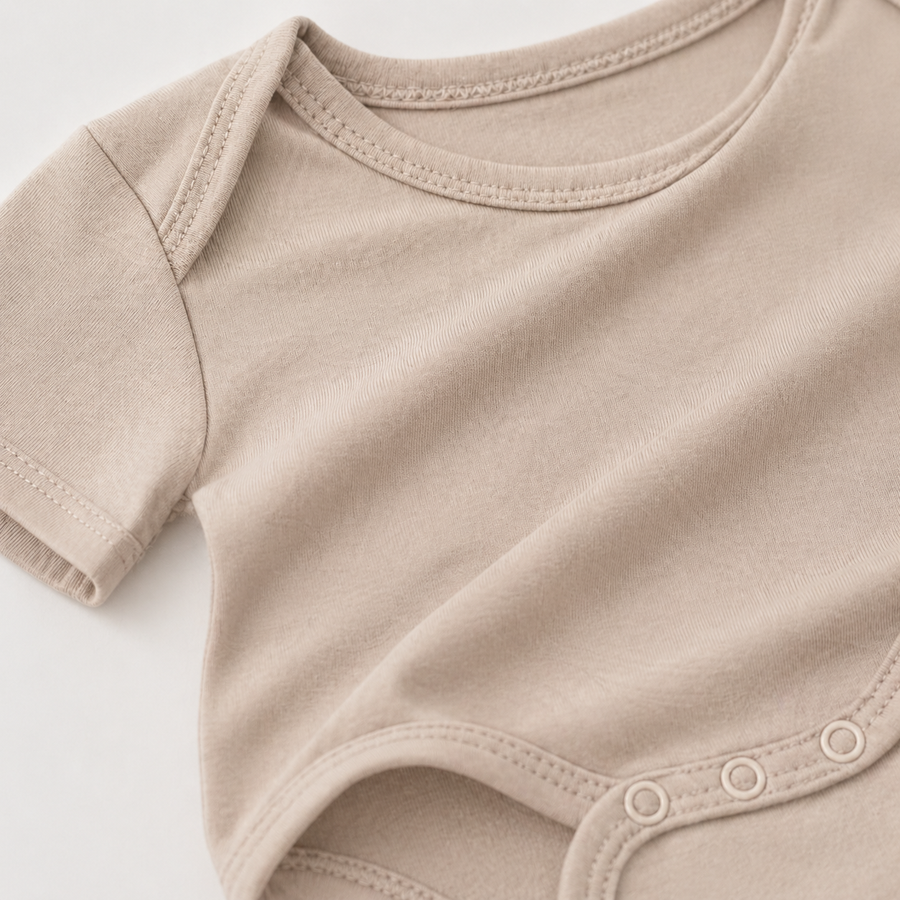 Soft Bamboo Short Sleeve Bodysuit - Stone, product view 5
