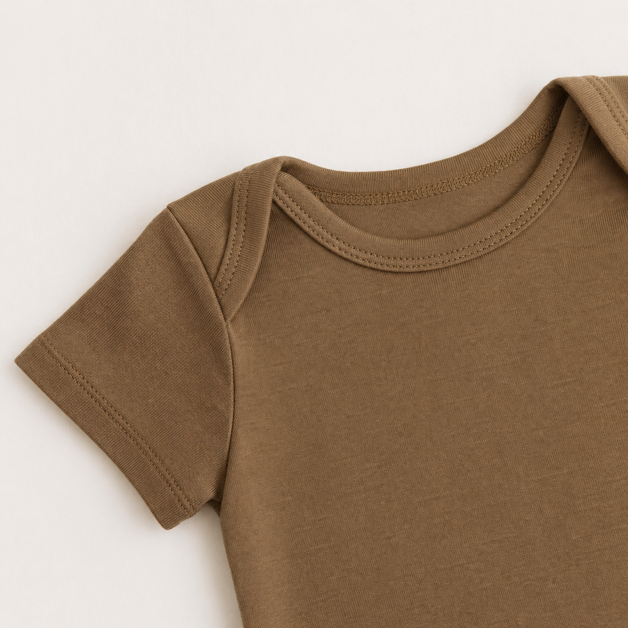 Soft Bamboo Short Sleeve Bodysuit - Coffee, product view 3
