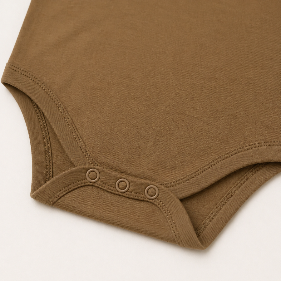 Soft Bamboo Short Sleeve Bodysuit - Coffee, product view 5