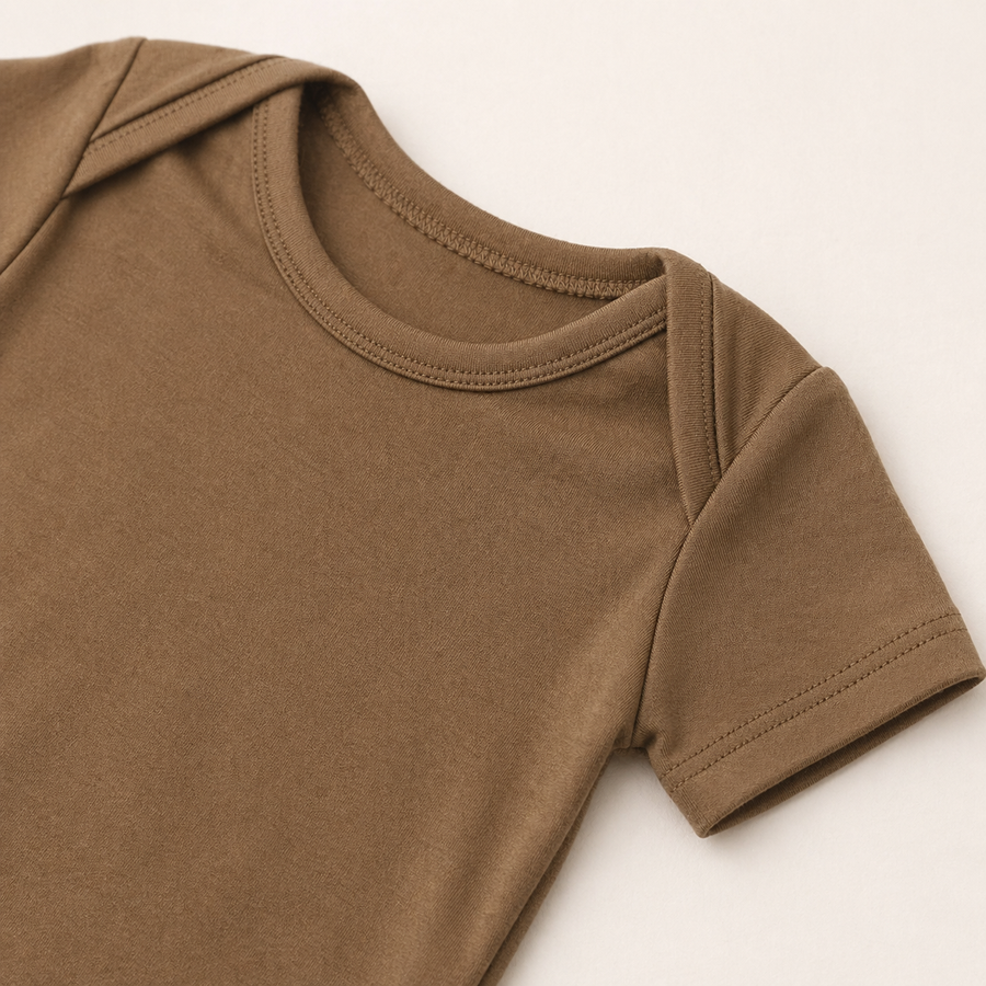 Soft Bamboo Short Sleeve Bodysuit - Coffee, product view 4