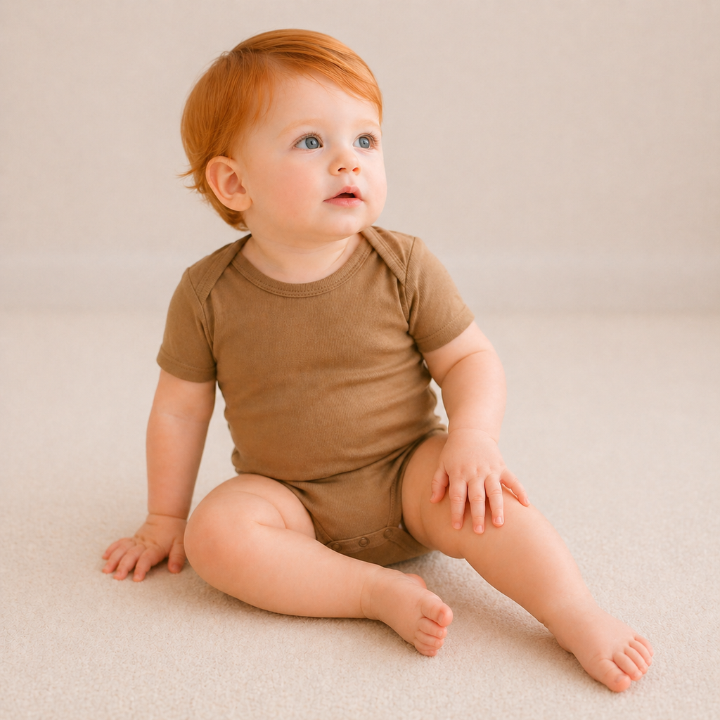 Soft Bamboo Short Sleeve Bodysuit - Coffee