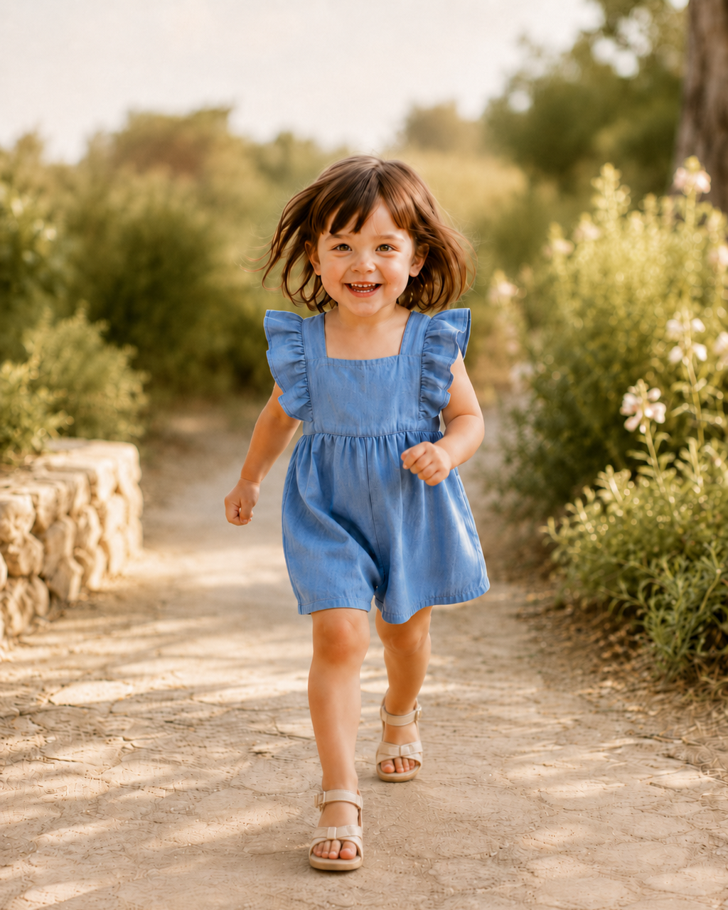Camille Flutter Romper - Blue