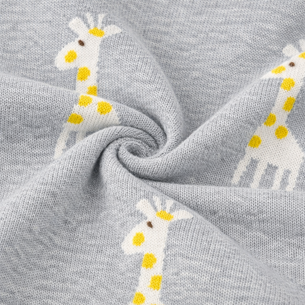 Giraffe Knit Baby Blanket - Gray