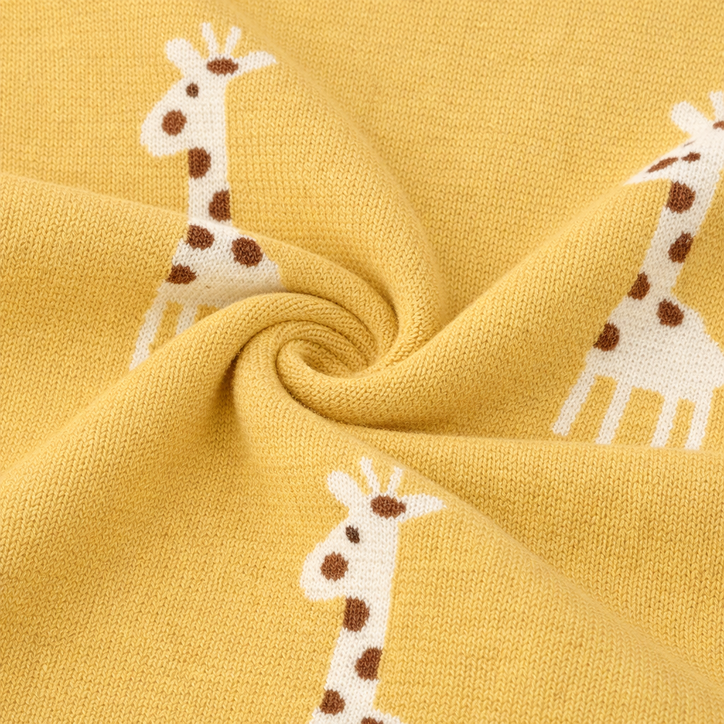 Giraffe Knit Baby Blanket - Yellow