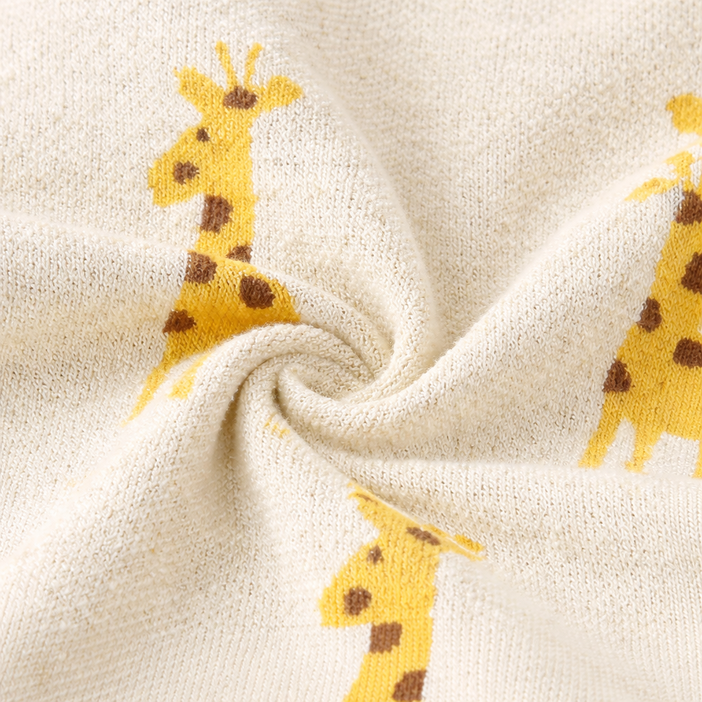 Giraffe Knit Baby Blanket - Beige