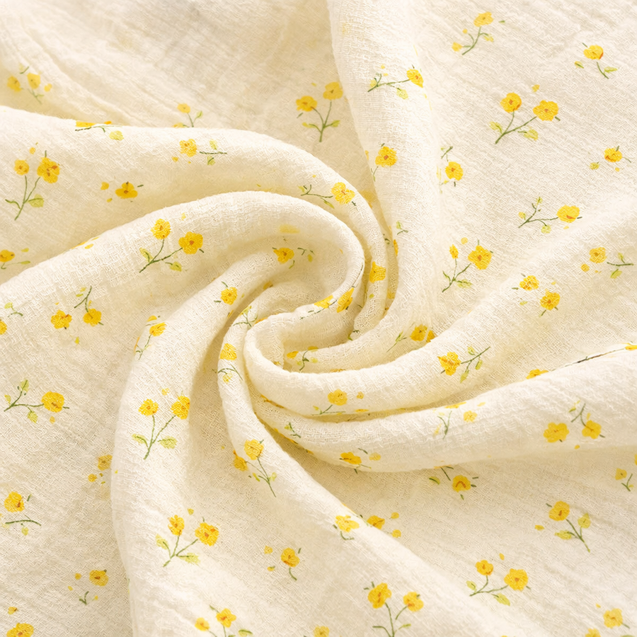 Yellow Flower Muslin Baby Blanket - 2-Layer Cotton, product view 2