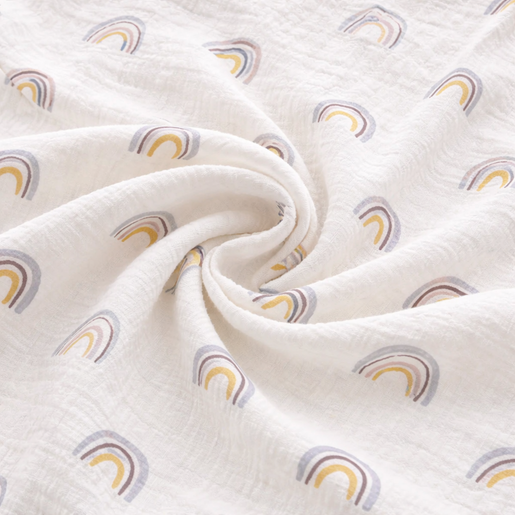 Rainbow Muslin Baby Blanket - 2-Layer Cotton Swaddle - 100×100 cm (39.4×39.4 inches)