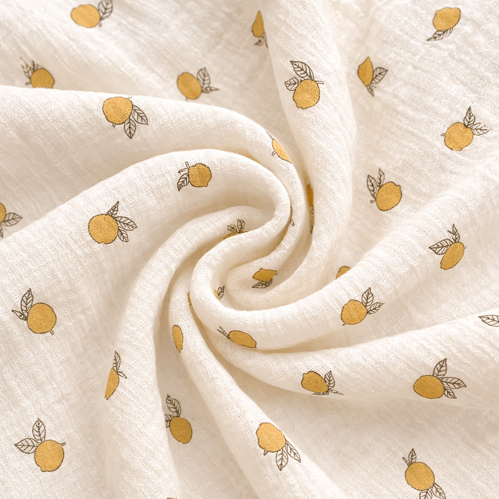 Lemon Muslin Baby Blanket - 2-Layer Cotton Swaddle - 100×100 cm (39.4×39.4 inches)