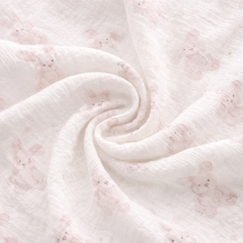 Bunnies Muslin Baby Blanket - 2-Layer Cotton Swaddle - 100×100 cm (39.4×39.4 inches)