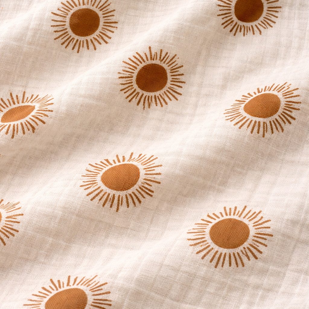 5-Piece Bamboo Cotton Muslin Burp Cloth Set – 23.6 × 23.6 in (60 × 60 cm) - Sunny