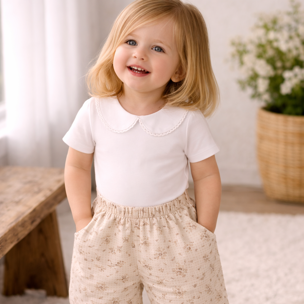 Petite Fleur Peter Pan Bodysuit - Short sleeve