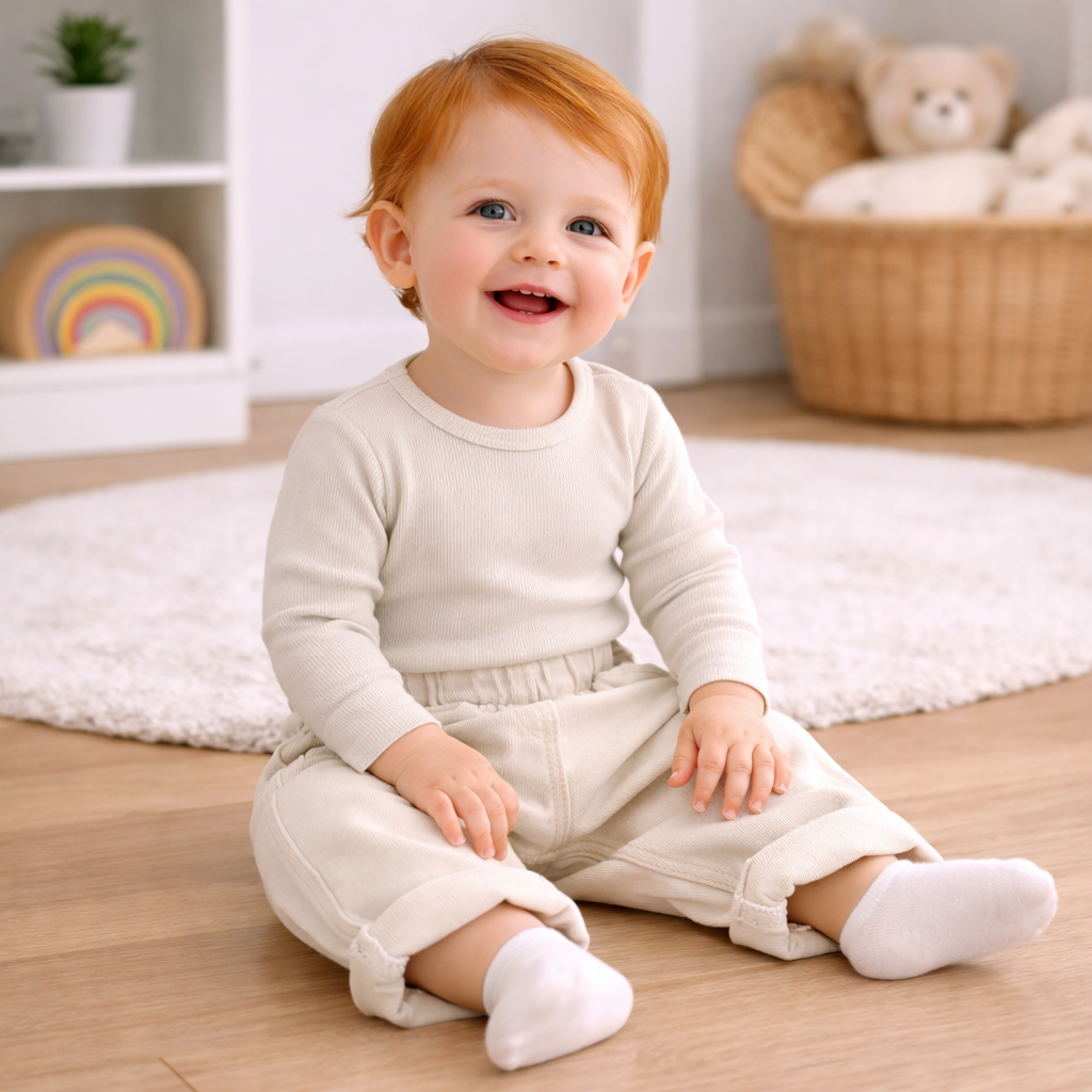 Classic Cuffed Denim Trousers - Beige