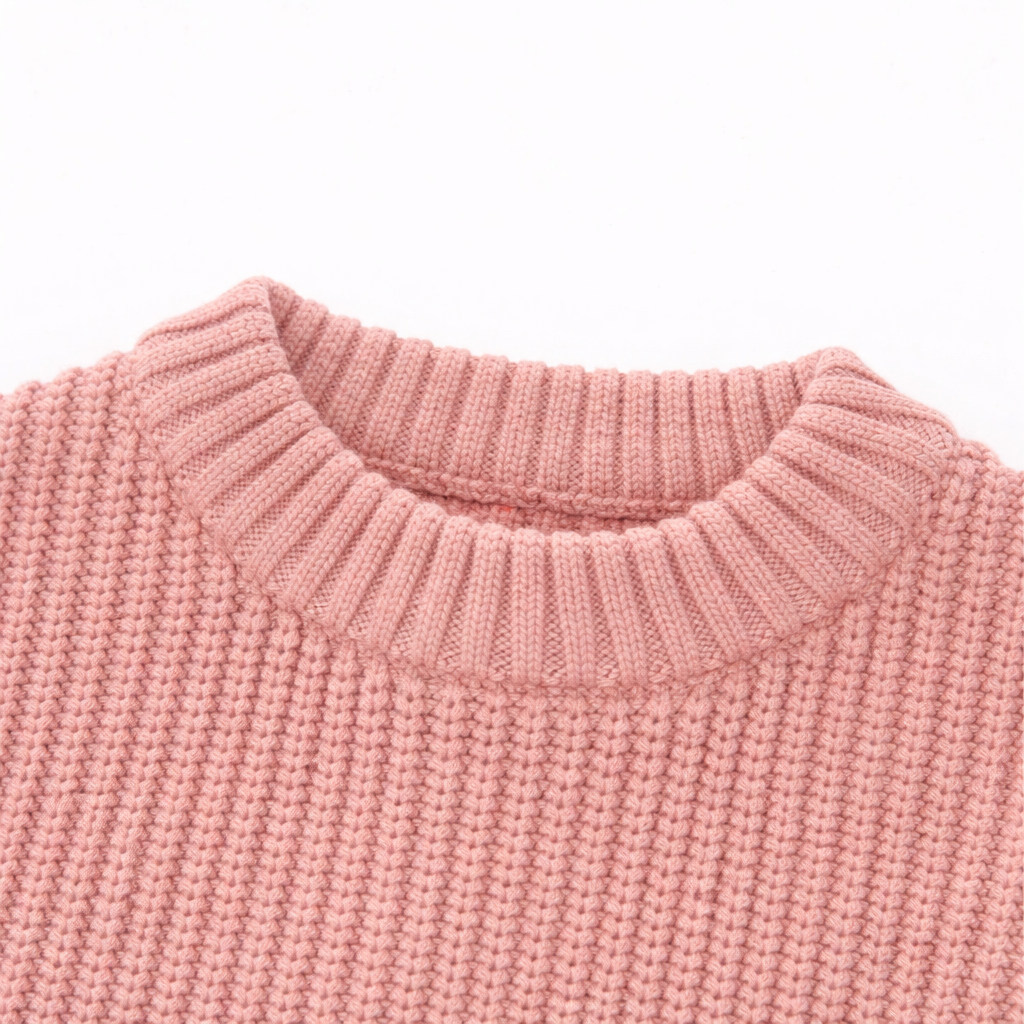 Soft Knit Cotton Sweater - Dusty pink